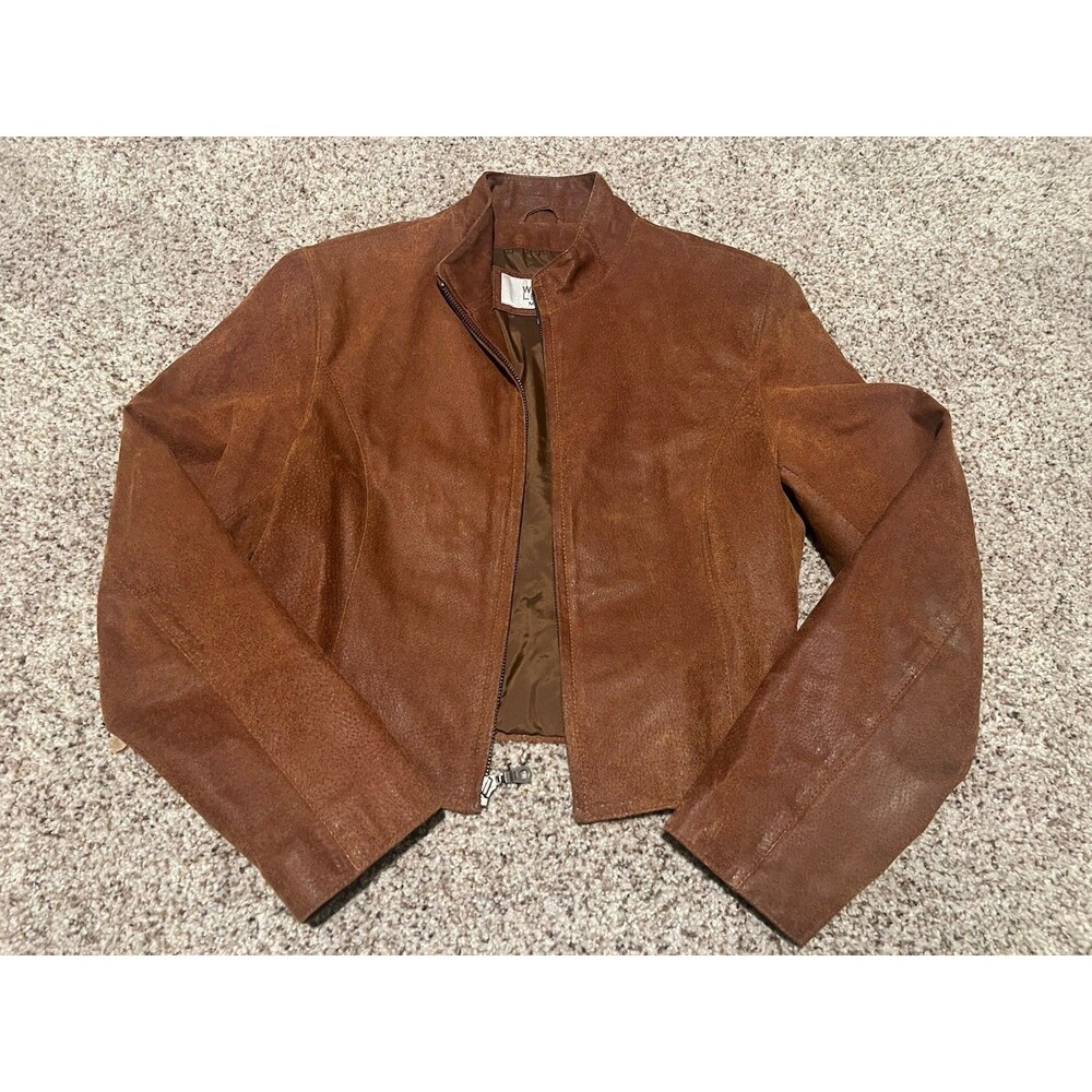 Wilsons Leather Maxima Suede Cropped Moto Jacket Cowgirl Y2K Women’s Sz Small